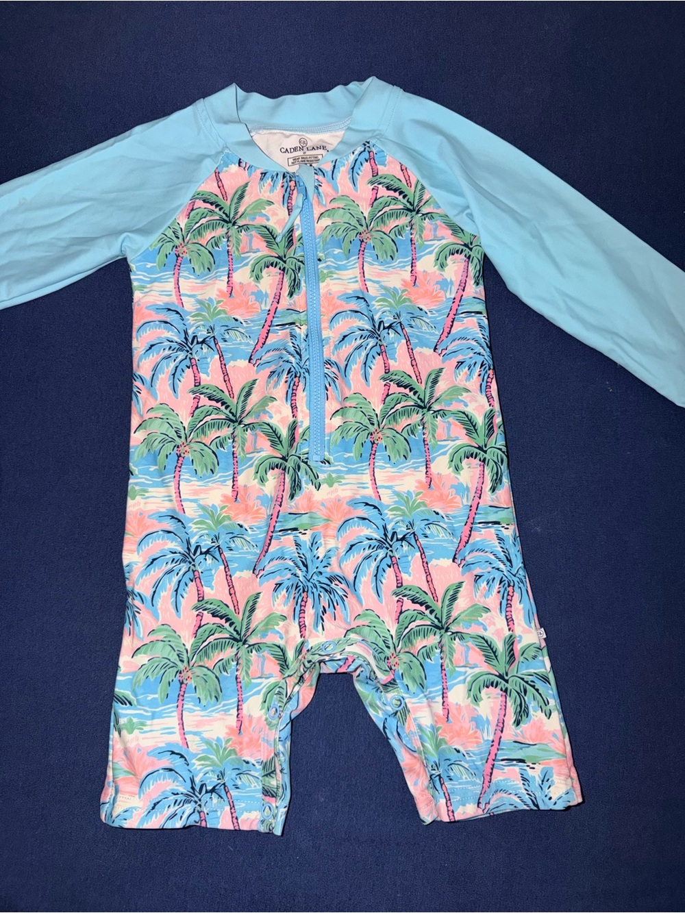 Tropical Palm Print Kids Rashguard Romper